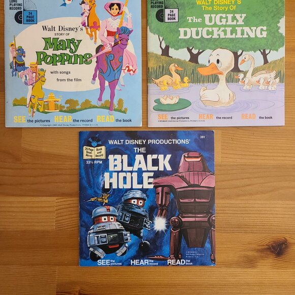 9 Vintage Disney See Hear Read Along Books & Vinyl Records - Picture 4 of 7